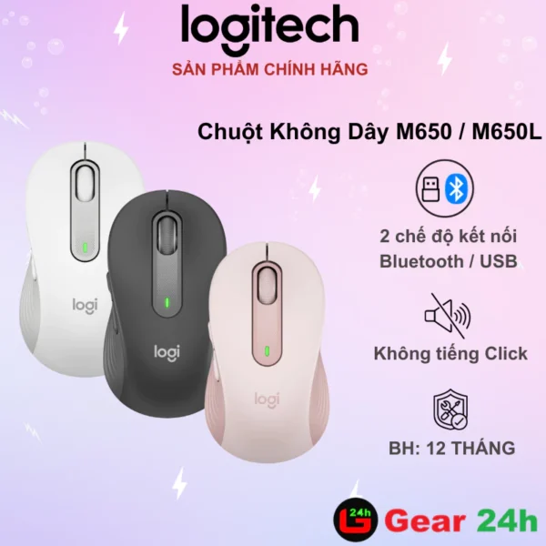 Chuột không dây bluetooth Logitech Signature M650 / M650L - Cuộn SmartWheel, giảm ồn, các nút trợ năng